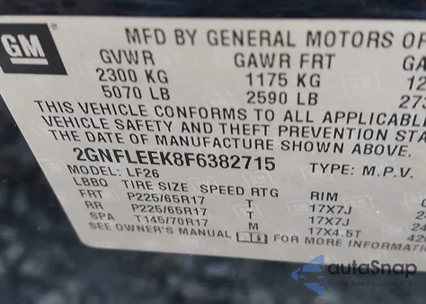 2015 Chevrolet Equinox Ls z USA, uszkodzony, nr VIN 2GNFLEEK8F6382715